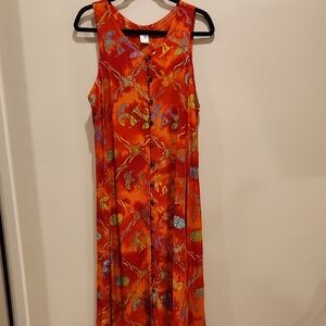 Orange and Red Sleeveless Maxi Sundress